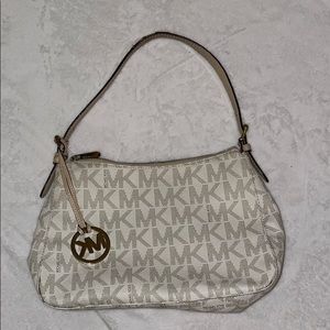 Michael Kors white leather hobo bag